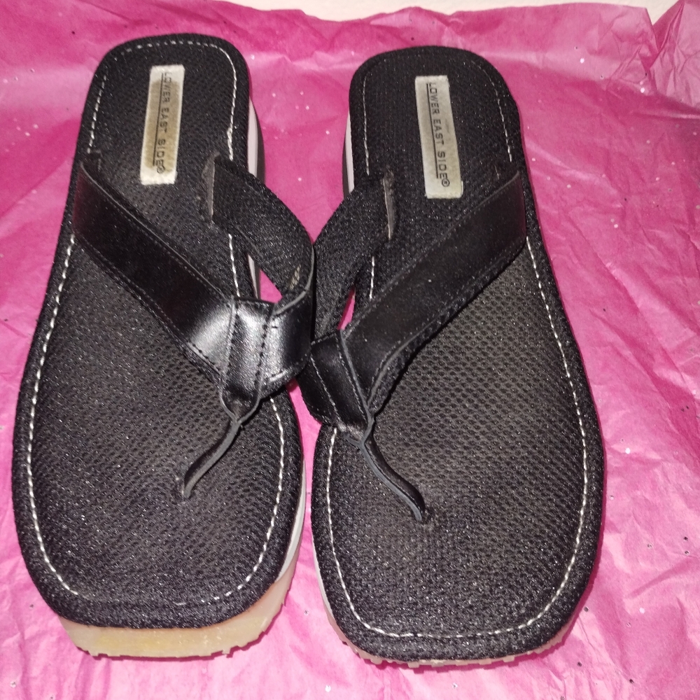 Lower East Side Black Minimalist Sandals with Square Toe